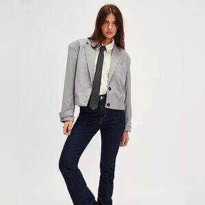 NWT Free People Agnes Cropped Jacket Bomber - Grey